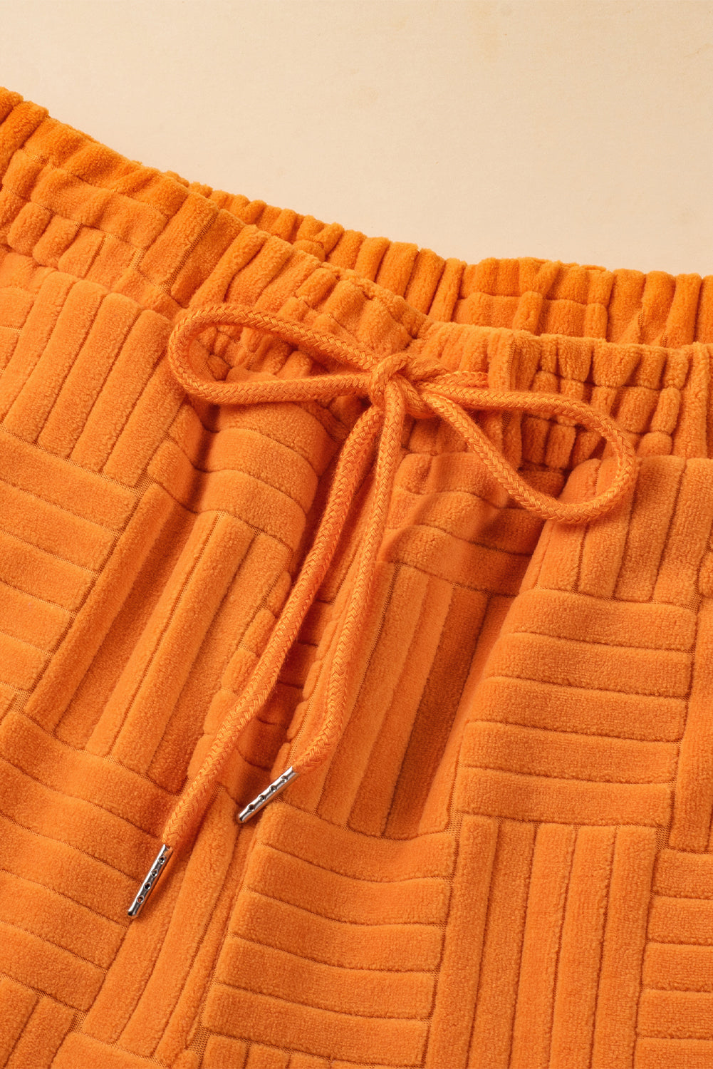 Orange Textured Tank Top and Wide Leg Pants Set