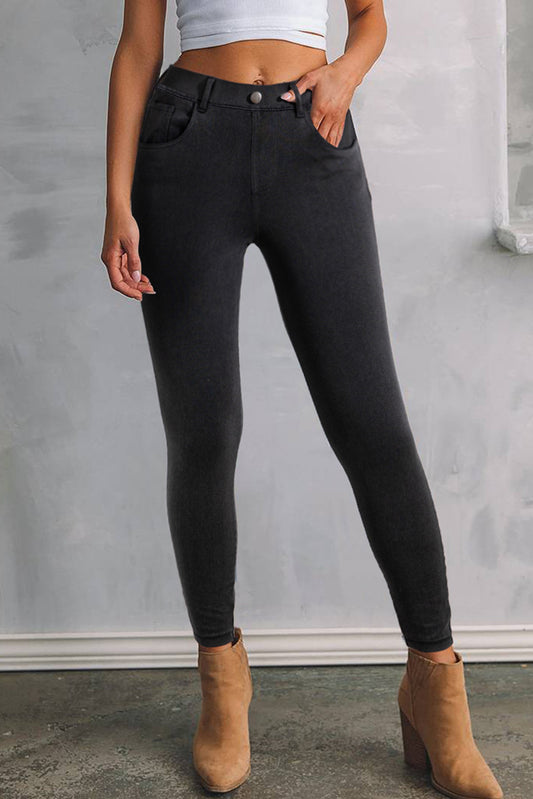 Black Skinny Fit Ankle High Waist Jeans