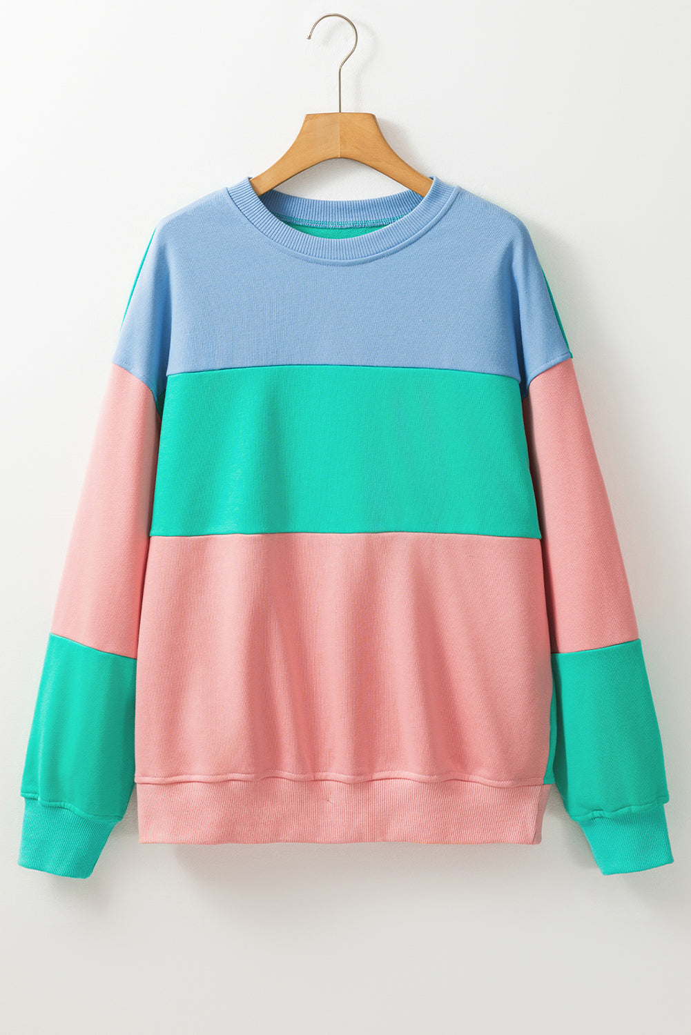 Blossom Colorblock Patchwork Drop Shoulder Sweatshirt